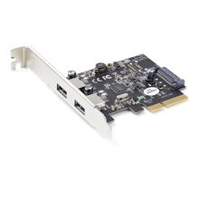 Vista de la tarjeta PCI Express StarTech.com de 2 puertos USB-A 3.2 Gen 2 con velocidad de 10Gbps, compatible con Windows y Linux, SKU PEXUSB312A3