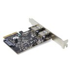 Vista de la tarjeta PCI Express StarTech.com de 2 puertos USB-A 3.2 Gen 2 con velocidad de 10Gbps, compatible con Windows y Linux, SKU PEXUSB312A3