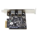 Vista de la tarjeta PCI Express StarTech.com de 2 puertos USB-A 3.2 Gen 2 con velocidad de 10Gbps, compatible con Windows y Linux, SKU PEXUSB312A3