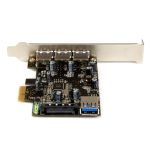 Imagen de la StarTech.com Tarjeta PCI Express con 4 Puertos USB 3.0, código PEXUSB3S42, diseñada para mejorar la conectividad USB en sistemas de escritorio.