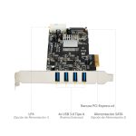 StarTech.com Adaptador PCI Express PCI-E de 4 Puertos USB 3.0 UASP, 2 Canales de 5Gbps con Alimentación Molex SATA, SKU: PEXUSB3S44V
