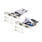 Imagen de la StarTech.com Tarjeta Serie PCI Express de 4 Puertos DB9 - Serial RS232/RS422/RS485 con SKU PS74ADF-SERIAL-CARD. Incluye brackets de perfil bajo y es compatible con Windows y Linux.