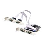 Imagen de la StarTech.com Tarjeta Serie PCI Express de 4 Puertos DB9 - Serial RS232/RS422/RS485 con SKU PS74ADF-SERIAL-CARD. Incluye brackets de perfil bajo y es compatible con Windows y Linux.