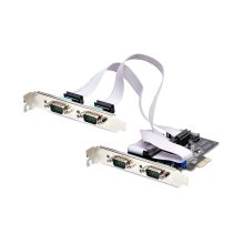 Imagen de la StarTech.com Tarjeta Serie PCI Express de 4 Puertos DB9 - Serial RS232/RS422/RS485 con SKU PS74ADF-SERIAL-CARD. Incluye brackets de perfil bajo y es compatible con Windows y Linux.