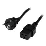 Cable de alimentación StarTech.com de 2 metros, 16AWG, EU Schuko a C19, 16A 250V, SKU PXTEUC192M, ideal para impresoras y fuentes de alimentación en Europa.
