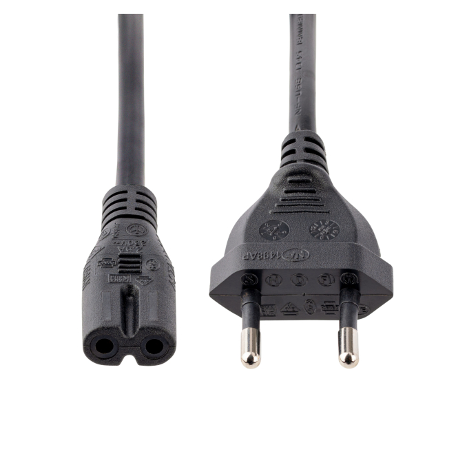 StarTech.com Cable de 1m de Alimentación para Portátiles, Enchufe UE a C7, 2,5A 250V, 18AWG, Cable de Repuesto para Cargador de Portátiles, Cable para Impresoras, Cable para Europa, UL 1 StarTech.com Cable de 1m de Alimentación para Portátiles, Conector EU a C7