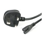 StarTech.com Cable de 1m de alimentación para portátiles, enchufe BS1363 a C7, 2,5A 250V, 18AWG, SKU PXTNB2SUK1M