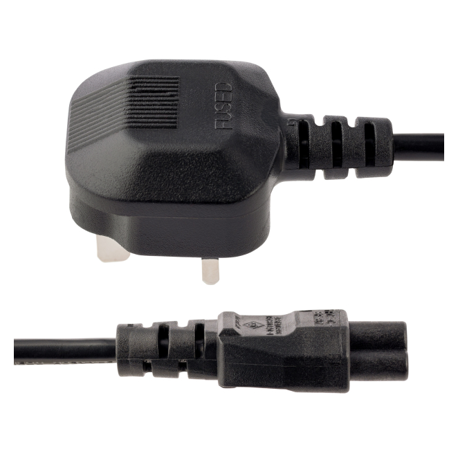 StarTech.com Cable de 2m de Alimentación para Portátiles, Enchufe BS1363 a C5, 2,5A 250V, 18AWG, Cable para Cargador, Cable Hoja de Trébol Mickey Mouse, Adaptador para Reino Unido, UL 2 StarTech.com Cable de Alimentación Diseño
