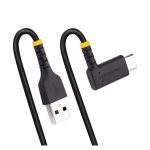 StarTech.com Cable de Carga USB-A a USB-C de 30cm negro, resistente y acodado, con capacidad de carga rápida de 3A y construcción de servicio pesado. SKU: R2ACR-30C-USB-CABLE