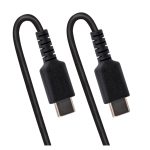 StarTech.com Cable de 1 metro de carga USB C a USB C, cable rizado de carga rápida y servicio pesado, USB 2.0, fibra de aramida resistente, color negro. SKU: R2CCC-1M-USB-CABLE
