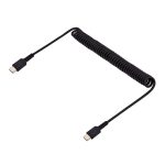 StarTech.com Cable de 1 metro de carga USB C a USB C, cable rizado de carga rápida y servicio pesado, USB 2.0, fibra de aramida resistente, color negro. SKU: R2CCC-1M-USB-CABLE