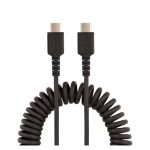 StarTech.com Cable de 1 metro de carga USB C a USB C, cable rizado de carga rápida y servicio pesado, USB 2.0, fibra de aramida resistente, color negro. SKU: R2CCC-1M-USB-CABLE