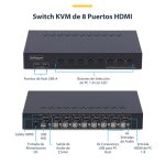 StarTech Switch KVM de 8 puertos HDMI 4K 60Hz, Hub USB de 4 Puertos, SKU R8AH202-KVM-SWITCH