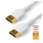 StarTech.com Cable de 1m HDMI 2.0 Certificado Premium de alta velocidad con Ethernet, durable, UHD 4K 60Hz, con Fibra de Aramida, HDMI 2.0, TPE, blanco - SKU RHDMM1MPW
