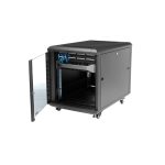 StarTech.com Armario Rack para Servidores 12U de 19 pulgadas, 4 columnas, con cerradura, seguro y ruedas. SKU: RK1236BKF
