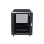 StarTech.com Armario Rack para Servidores 12U de 19 pulgadas, 4 columnas, con cerradura, seguro y ruedas. SKU: RK1236BKF