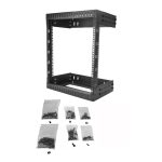 StarTech.com Rack de Servidores Abierto de 12U de Pared, 19 pulgadas, 2 columnas, profundidad ajustable, SKU RK12WALLOA, para equipo de redes y AV