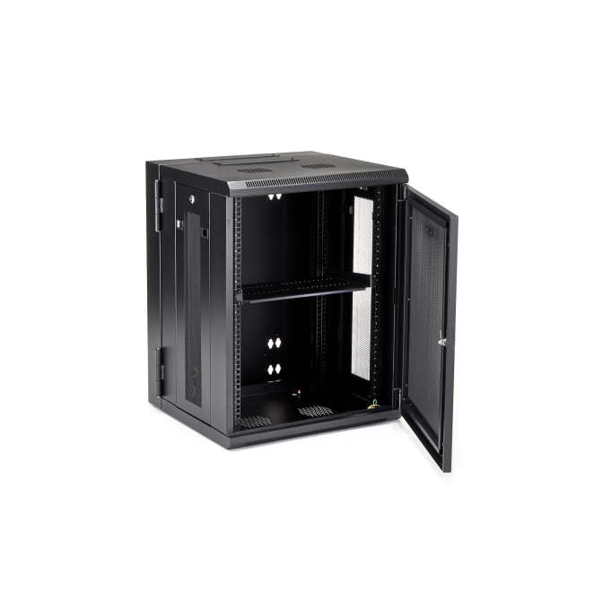 StarTech.com Armario Rack de Pared para Servidores 15U 19″ 4 Columnas y Estante 1U - Rack de Servidores de Montaje en Pared con Bisagra - Rack Ventilado para Equipo de Red 5 Cerraduras multiples del StarTech.com Armario Rack de Pared