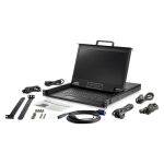 Consola KVM de StarTech con características de montaje en rack de servidores, teclado QWERTY, KVM 1 puerto VGA con monitor LCD de 17 pulgadas, USB, SKU RKCONS17HD