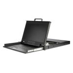 Consola KVM de StarTech con características de montaje en rack de servidores, teclado QWERTY, KVM 1 puerto VGA con monitor LCD de 17 pulgadas, USB, SKU RKCONS17HD