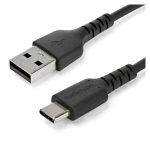 StarTech.com cable de carga USB-A a USB-C de 2 metros. Cable de carga rápida y sincronización USB 2.0 de servicio pesado, resistente con fibra de aramida, M/M, 3A, color negro. SKU: RUSB2AC2MB