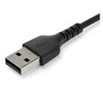 StarTech.com cable de carga USB-A a USB-C de 2 metros. Cable de carga rápida y sincronización USB 2.0 de servicio pesado, resistente con fibra de aramida, M/M, 3A, color negro. SKU: RUSB2AC2MB