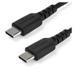 StarTech.com Cable de 2 metros de carga rápida USB 2.0 Tipo C a USB C, revestimiento TPE de fibra de aramida, color negro, SKU RUSB2CC2MB