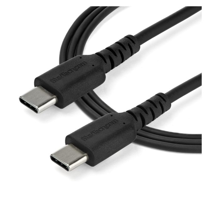 StarTech.com Cable de 2m de Carga USB C - de Carga Rápida y Sincronización USB 2.0 Tipo C a USB C para Portátiles - Revestimiento TPE de Fibra de Aramida M/M 60W Negro - iPad Pro Surface 3 StarTech.com Cable USB C con iPad Pro y Surface