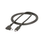 StarTech.com Cable USB-C de 1 metro con conexión acodada, soporta USB 10 Gbps y entrega de alimentación de 100W (5A). Compatible con modo alternativo de DP 8K 60 Hz y 4K 144 Hz. SKU: RUSB31CC1MBR