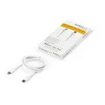 Cable StarTech.com Resistente USB-C a Lightning 1 m en color blanco, compatible con iPad y iPhone 12, fibra de aramida y certificado MFi. SKU: RUSBCLTMM1MW