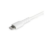 Cable de 2 metros USB-C a Lightning de StarTech.com en color blanco, resistente con fibra de aramida, certificado MFi de Apple para iPad y iPhone 12. SKU: RUSBCLTMM2MW