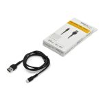 StarTech.com Cable USB-A a Lightning de 1 metro negro resistente con fibra de aramida robusta y certificación MFi de Apple para iPad y iPhone 12. SKU RUSBLTMM1MB