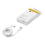 StarTech.com Cable Resistente USB-A a Lightning de 2 metros en color blanco, acodado en un ángulo de 90° a la derecha. Cable de carga y sincronización de fibra de aramida resistente - SKU RUSBLTMM2MWR