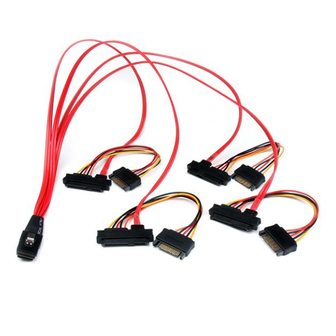 StarTech.com Cable SAS de 50cm a 4x SATA para Datos y Corriente - Rojo Cable StarTech.com de 50cm SAS Serial Attached SCSI SFF 8087 a 4x SATA para datos y corriente, SKU SAS808782P50, color rojo, para conexión eficiente entre dispositivos.