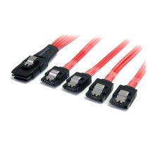 Cable adaptador de 50cm Mini SAS Serial Attached SCSI SFF 8087 mSAS iSAS Interno a 4 puertos SATA con cierre latching, SKU SAS8087S450 de StarTech.