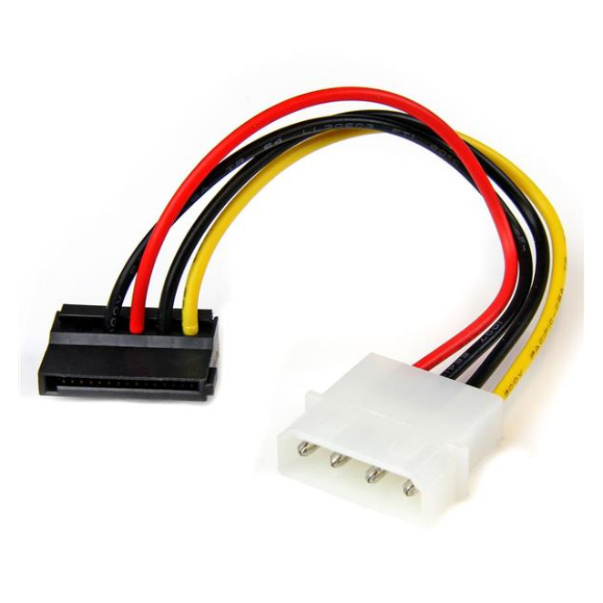 StarTech.com adaptador cable SATA ángulo izquierdo 15cm Adaptador de cable de alimentación SATA de StarTech.com, 15 cm, con ángulo a la izquierda, 15 pines a 4 pines LP4. SKU: SATAPOWADPL