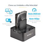 StarTech.com duplicador clonador autónomo de discos duros o SSD SATA, copiador de 2 bahías, base de acoplamiento USB 3.1 a unidades SATA III de 2,5 o 3,5 pulgadas. SKU: SDOCK2U313R