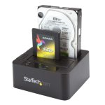 Estación de acoplamiento StarTech.com eSATA USB 3.0 con UASP, 2 bahías, compatible con discos duros o SSD SATA de 2,5 y 3,5 pulgadas. SKU: SDOCK2U33EB