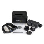 Estación de acoplamiento StarTech.com eSATA USB 3.0 con UASP, 2 bahías, compatible con discos duros o SSD SATA de 2,5 y 3,5 pulgadas. SKU: SDOCK2U33EB