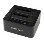 Duplicador USB 3.0 y eSATA StarTech con 2 bahías para discos duros, permite clonar SSD o HDD SATA III de 2.5 y 3.5 pulgadas, modelo SDOCK2U33RE