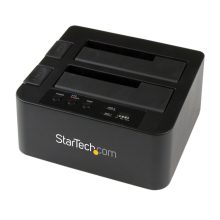 Duplicador USB 3.0 y eSATA StarTech con 2 bahías para discos duros, permite clonar SSD o HDD SATA III de 2.5 y 3.5 pulgadas, modelo SDOCK2U33RE