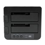 Duplicador USB 3.0 y eSATA StarTech con 2 bahías para discos duros, permite clonar SSD o HDD SATA III de 2.5 y 3.5 pulgadas, modelo SDOCK2U33RE