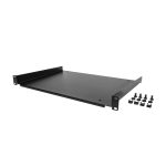 Estante 1U para rack de servidores StarTech.com, bandeja universal voladiza de 19 pulgadas para equipos de red, capacidad de 25kg, profundidad de 12 pulgadas. SKU SHELF-1U-12-FIXED-S