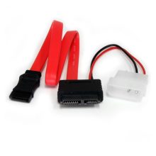 StarTech.com Cable Adaptador SATA de Línea Delgada a SATA con Alimentación LP4 de 12 pulgadas, SKU SLSATAF12. Conector SATA de alta velocidad y longitud ideal para configuraciones de PC.