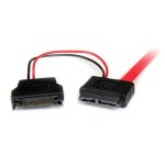 Imagen del adaptador StarTech SLSATAF50CMS de 50cm con conector SATA Slimline de 13 pines a Molex Macho LP4 y SATA.