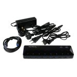 Concentrador USB 3.0 de 10 puertos de StarTech.com con función de carga y sincronización, modelo ST103008U2C.