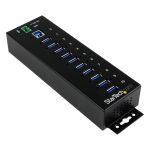 StarTech.com Hub Industrial de 10 Puertos USB 3.0 con velocidad de 5Gbps. Modelo ST1030USBM con protección contra picos y antiestática ESD.