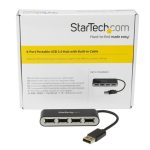 Hub portátil USB 2.0 de StarTech.com con 4 puertos y cable integrado para una conectividad rápida y sencilla - ST4200MINI2