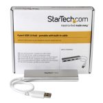 StarTech.com Hub Ladrón USB 3.0 de 4 Puertos. USB-A alimentado por el bus, 5 Gbps, portátil y con carcasa resistente. SKU: ST43004UA