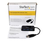 StarTech.com Adaptador Concentrador Hub Ladrón USB 3.0 (5Gbps) Super Speed para Portátil de 4 Puertos Salidas en color negro, SKU: ST4300MINU3B